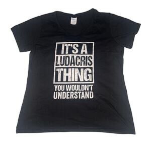 Ludacris black fan v-neck tee women’s Large